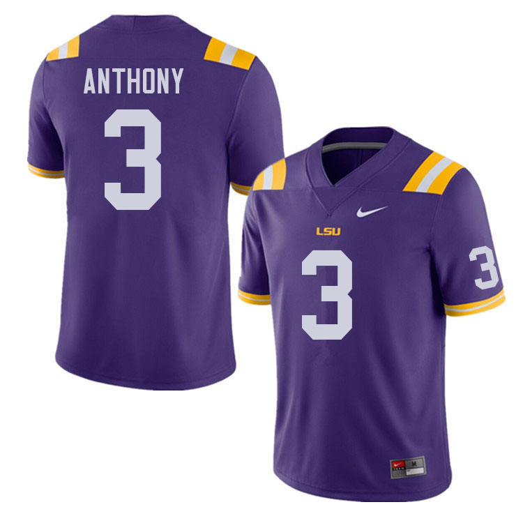 Men #3 Andre Anthony LSU Tigers College Football Jerseys Sale-Purple